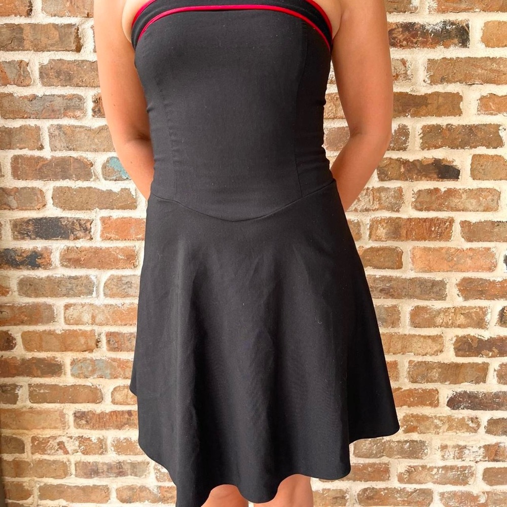 Ruby Rox Black Strapless Dress with Red Trim - Picture 2 of 7